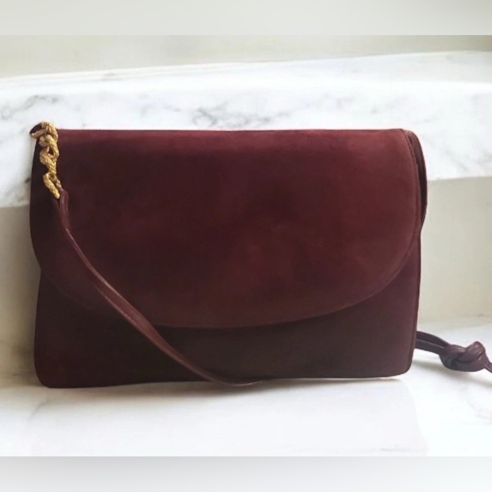 Bally vintage Burgundy Suede/ leather Clutch